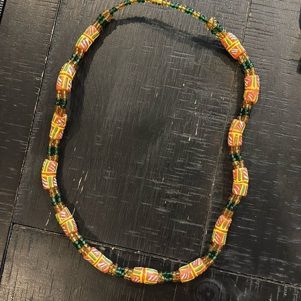 Vintage African Jamaica Glass Rastafarian Screw Closure Necklace - Picture 6 of 10